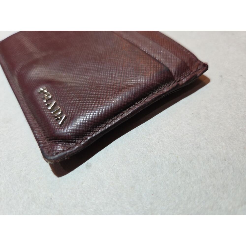 PRADA Saffiano Leather Card Case Brown Card Holder Unisex - Picture 6 of 9